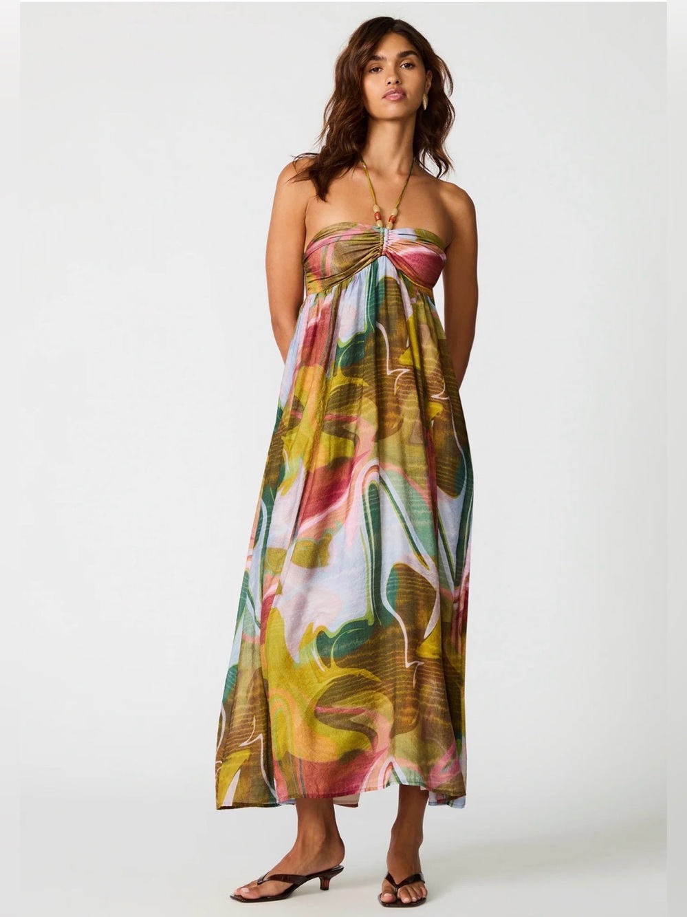 Strapless Multicolor Maxi Dress - Women